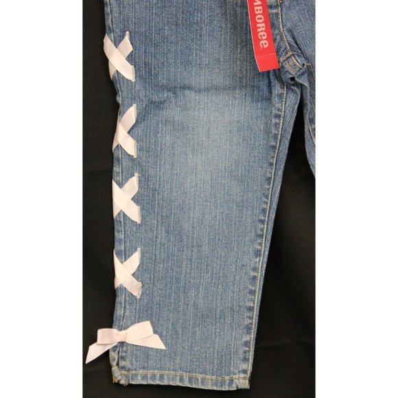 NEW 2007 Gymboree Love is in The Air Denim Long Shorts Capris Lace up Jeans s 8 - Picture 6 of 7